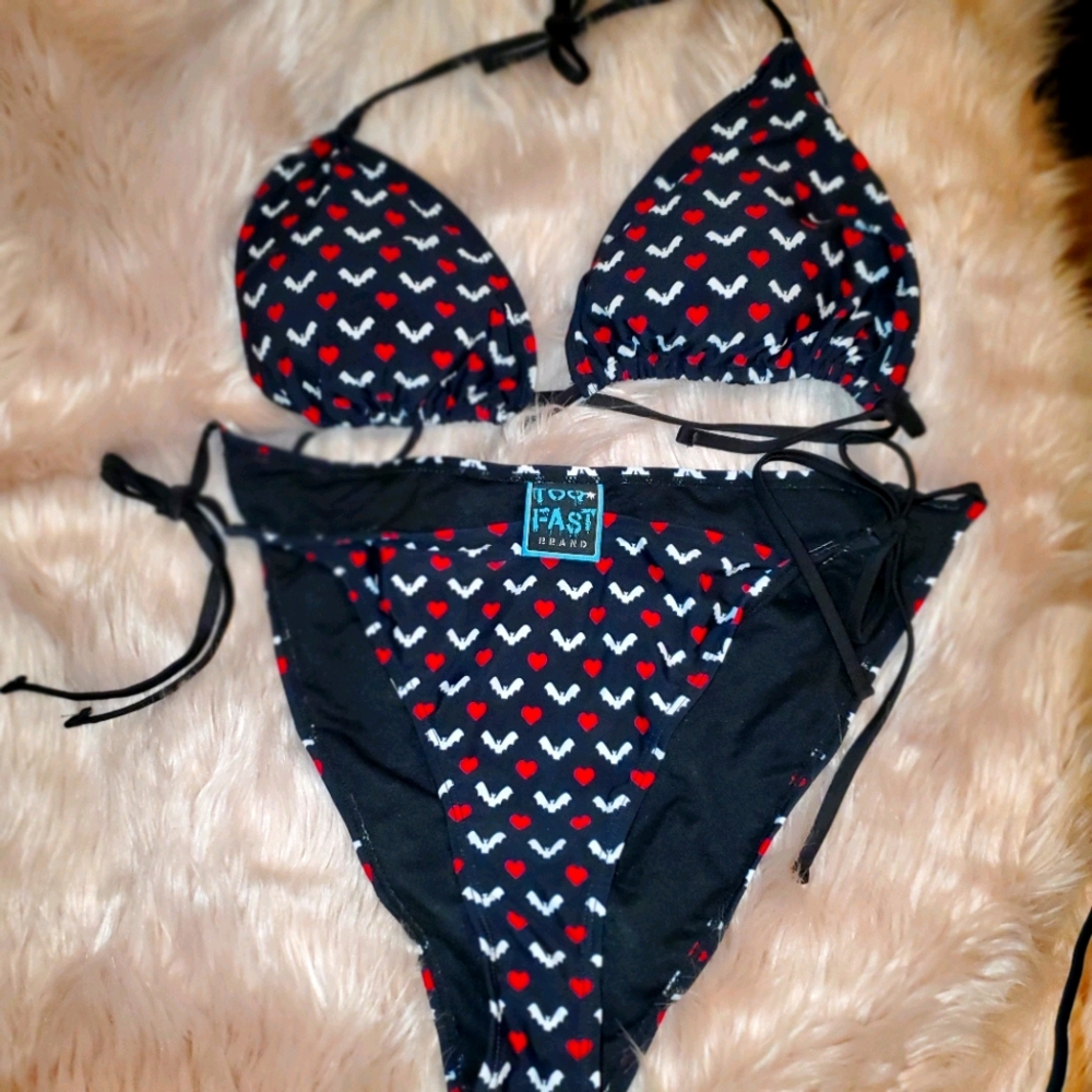 Too Fast In Our Bat Hearts Bikini 2XL❤🖤